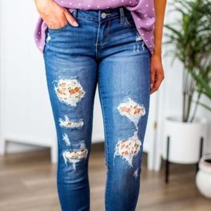 Nwt Judy Blue Lace Patch Skinny Fit 